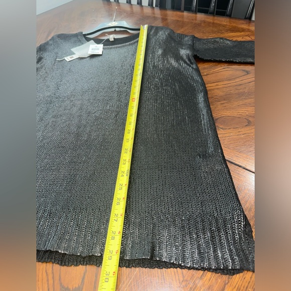 Willow & Clay 3/4 Sleeve Shine Black Scoop Neck Sweater Sz M NWT - Picture 10 of 11